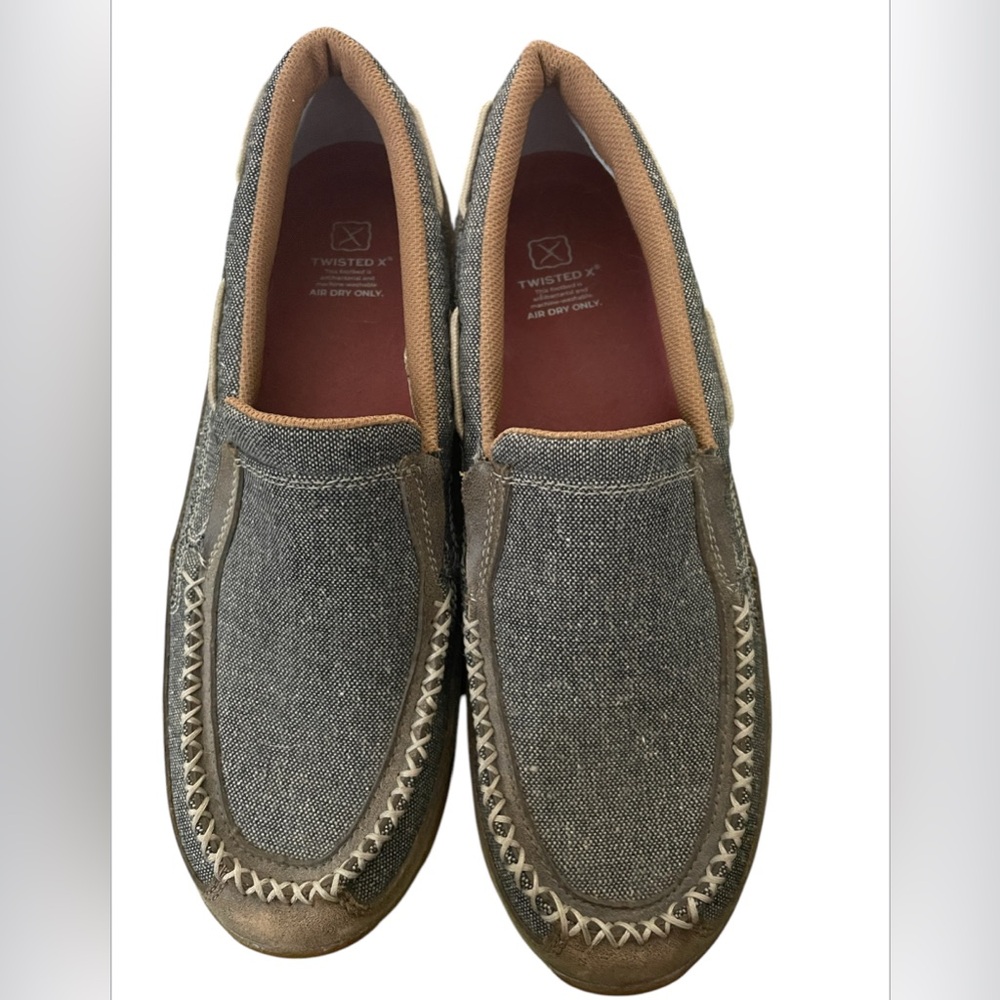 Twisted X Women's Gray Canvas Slip-On Loafers